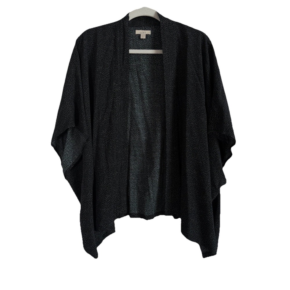 Loft Black‎ Cardigan Women's One Size Dot Print Open Front Slouchy Batwing Boho